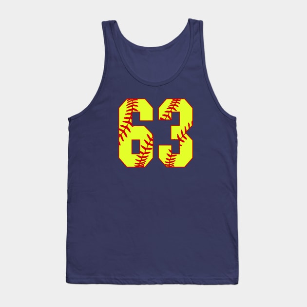 Fastpitch Softball Number 63 #63 Softball Shirt Jersey Uniform Favorite Player Biggest Fan Tank Top by TeeCreations